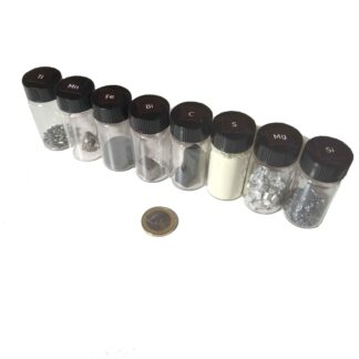 Periodic Elements Set - 8 Samples: Si, Mg, Mn, S, Bi, Fe, Ti, C