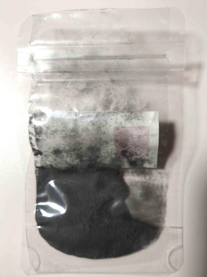 Pure iron powder, element 26, purity of 99.95%. Labeled bags, 10g+